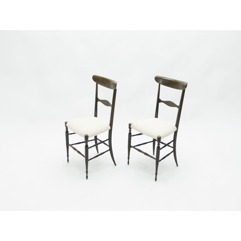 Set of 6 vintage Campanino Chiavari walnut chairs by Fratelli Levaggi 1950