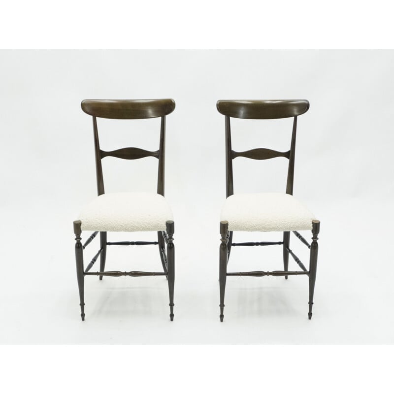 Set of 6 vintage Campanino Chiavari walnut chairs by Fratelli Levaggi 1950