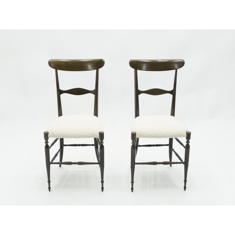 Set of 6 vintage Campanino Chiavari walnut chairs by Fratelli Levaggi 1950