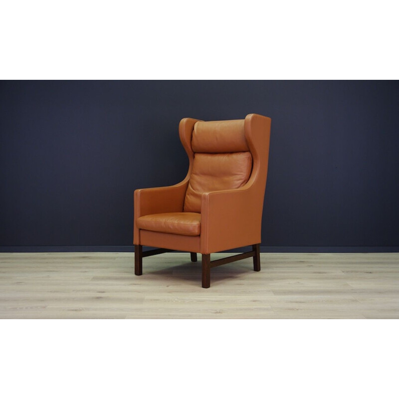 Fauteuil vintage pour Skippers en cuir brun, Danemark,1970