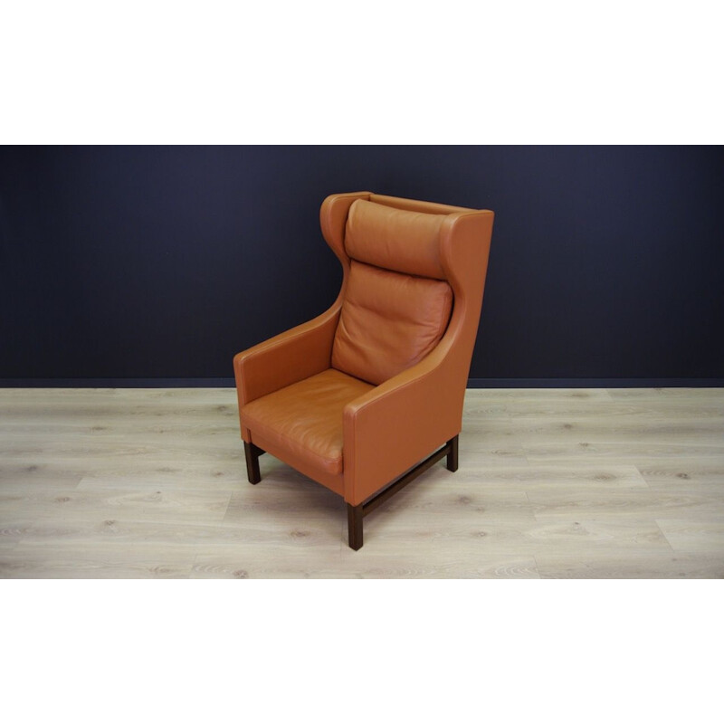 Vintage armchair for Skippers in brown leather, Denmark, 1970	