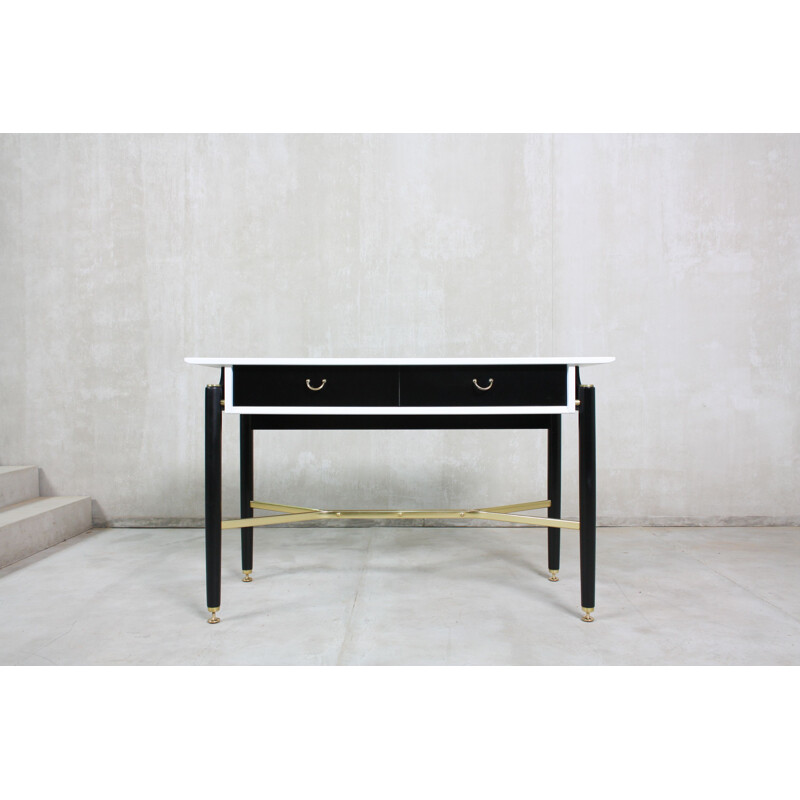 Vintage Black & White Console Table, 1950