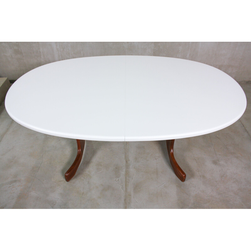 Vintage oval Painted Teak Dining Table, 1960