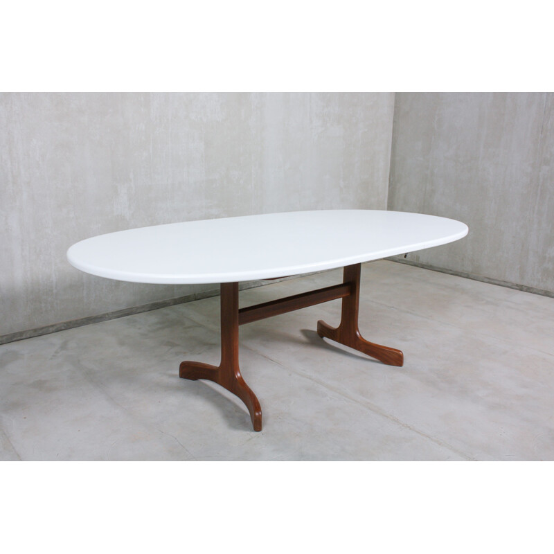 Vintage oval Painted Teak Dining Table, 1960