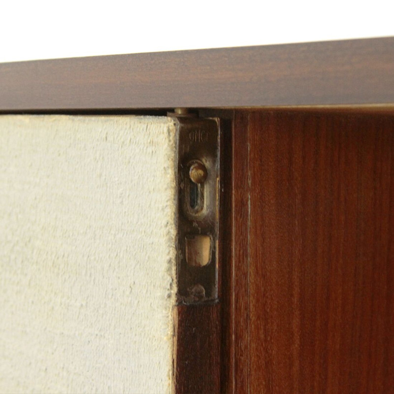 Vintage Sideboard with lined doors and open compartment, 1960