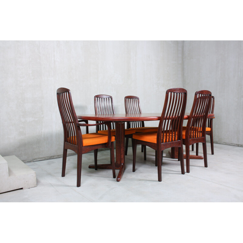 Set of vintage table and 6 Chairs, Rosewood 1960