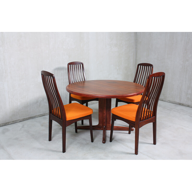 Set of vintage table and 6 Chairs, Rosewood 1960