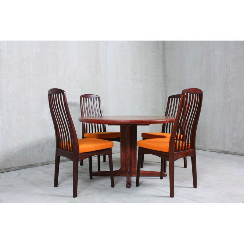 Set of vintage table and 6 Chairs, Rosewood 1960