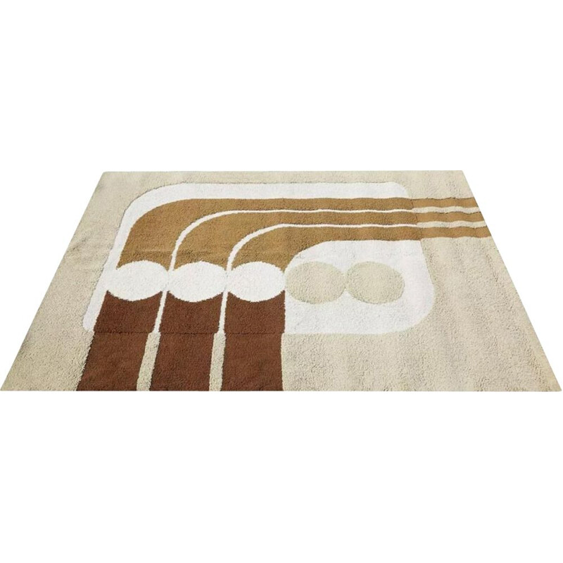 Vintage carpet with geometrical patterns France 1970