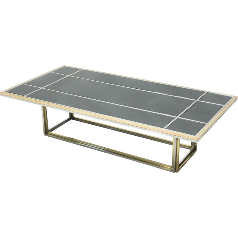 Vintage chrome and brass coffee table by Romeo Rega for Metalarte, 1970