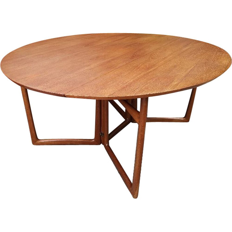 Vintage Danish drop leaf solid teak dining table