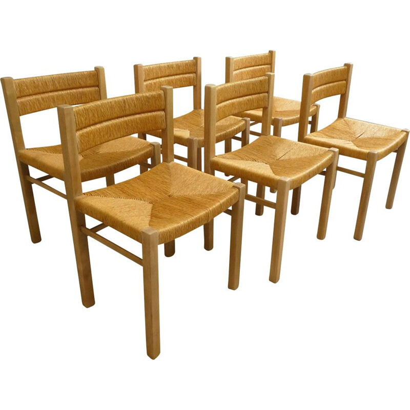 Series of 6 vintage chairs by Pierre Gautier Delaye 1960