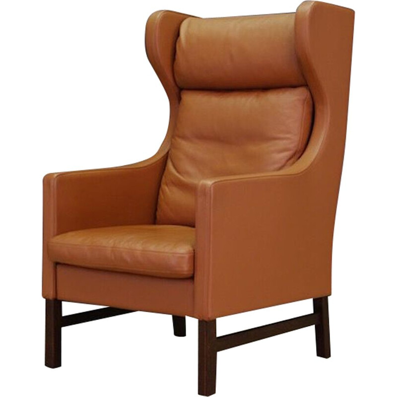 Vintage armchair for Skippers in brown leather, Denmark, 1970	
