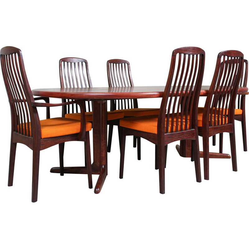 Ensemble de table et 6 chaises vintage en palissandre 1960