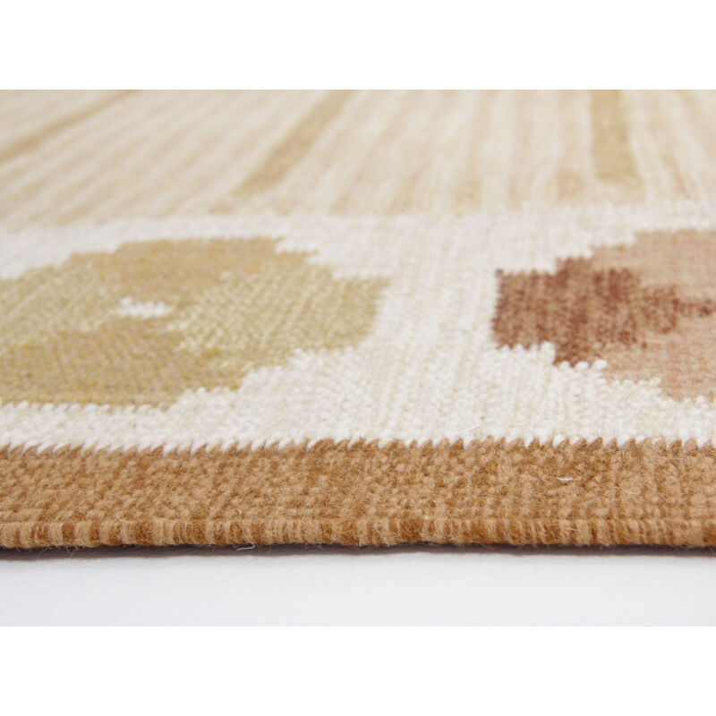 Scandinavian hand-woven wool rug from Rolakan, Sweden