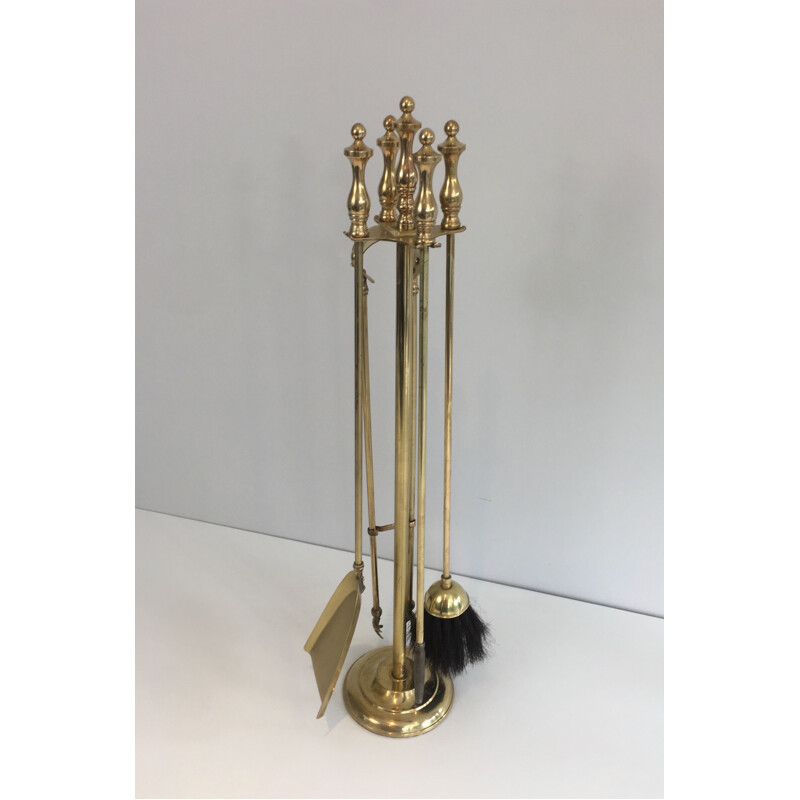 Vintage brass fireplace set