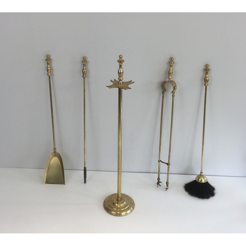 Vintage brass fireplace set