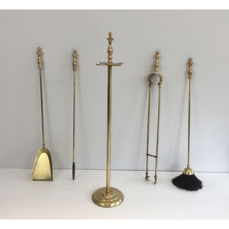 Vintage brass fireplace set