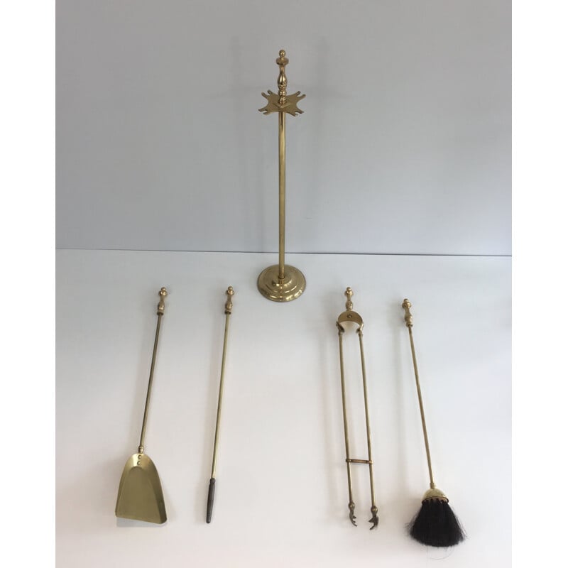 Vintage brass fireplace set