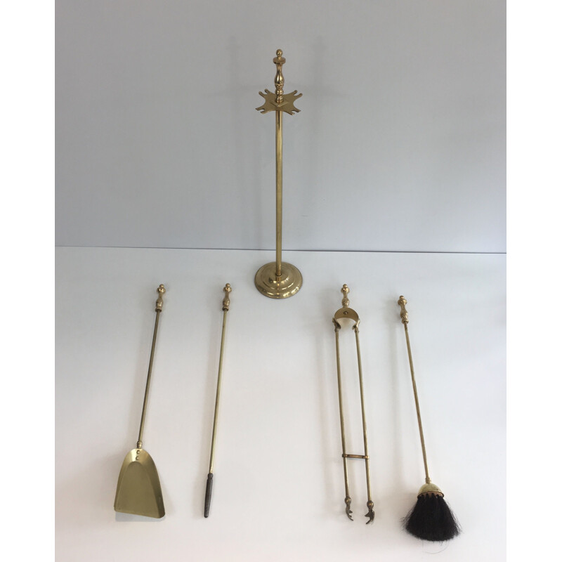 Vintage brass fireplace set