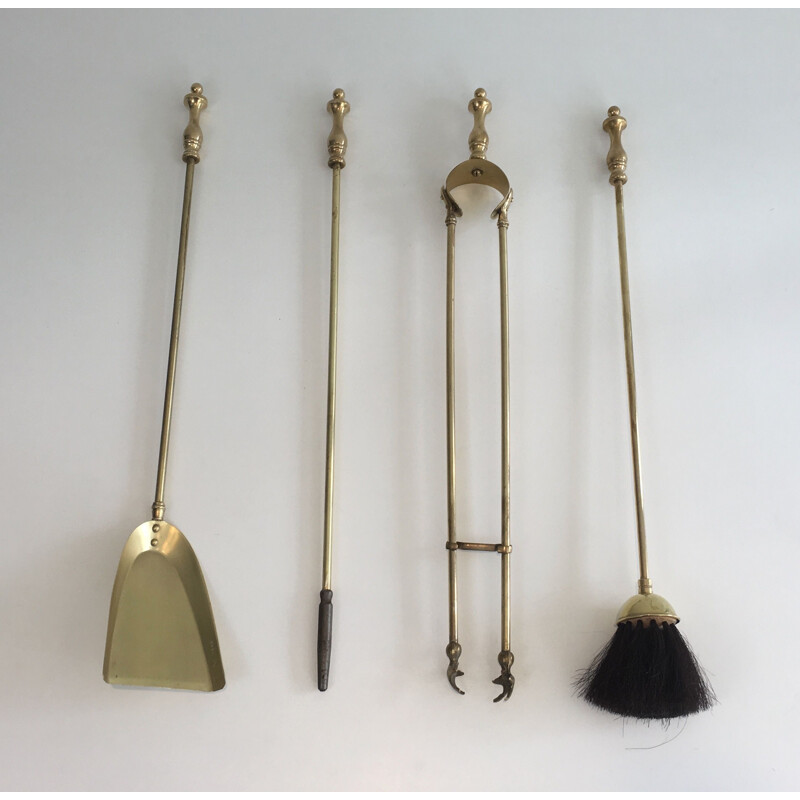 Vintage brass fireplace set