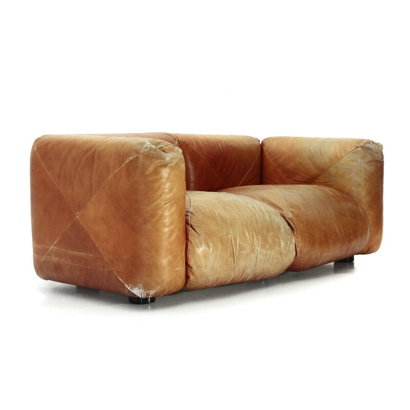 Vintage 2-seater 'Marenco' sofa in leather by Mario Marenco for Arflex, 1970