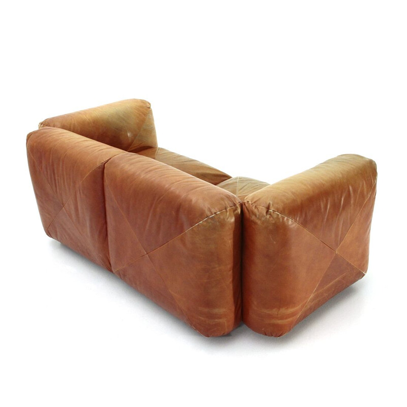 Vintage 2-seater 'Marenco' sofa in leather by Mario Marenco for Arflex, 1970
