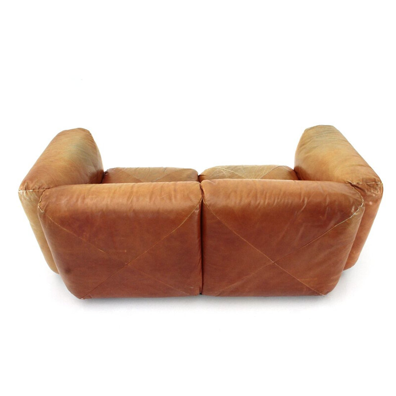 Vintage 2-seater 'Marenco' sofa in leather by Mario Marenco for Arflex, 1970