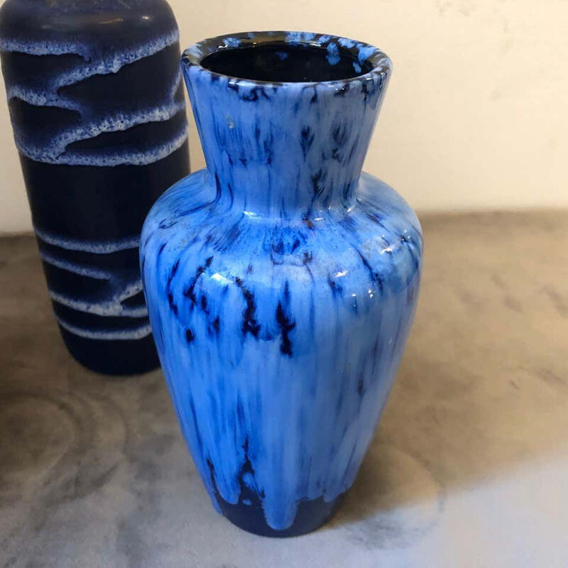 Ensemble de 3 vases vintage en céramique de lave de Scheurich, Allemagne 1970