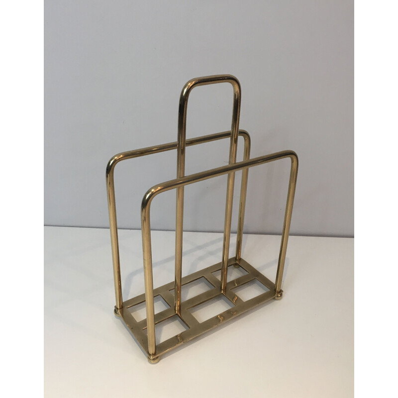 Vintage Brass Magazine Holder Modernist 1940