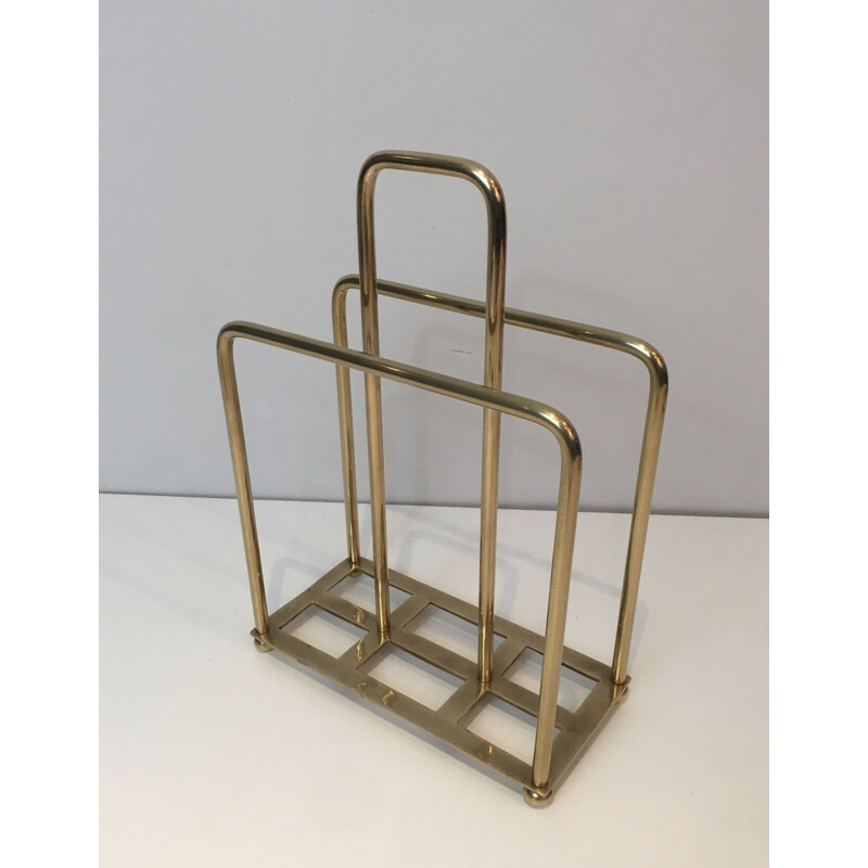 Vintage Brass Magazine Holder Modernist 1940