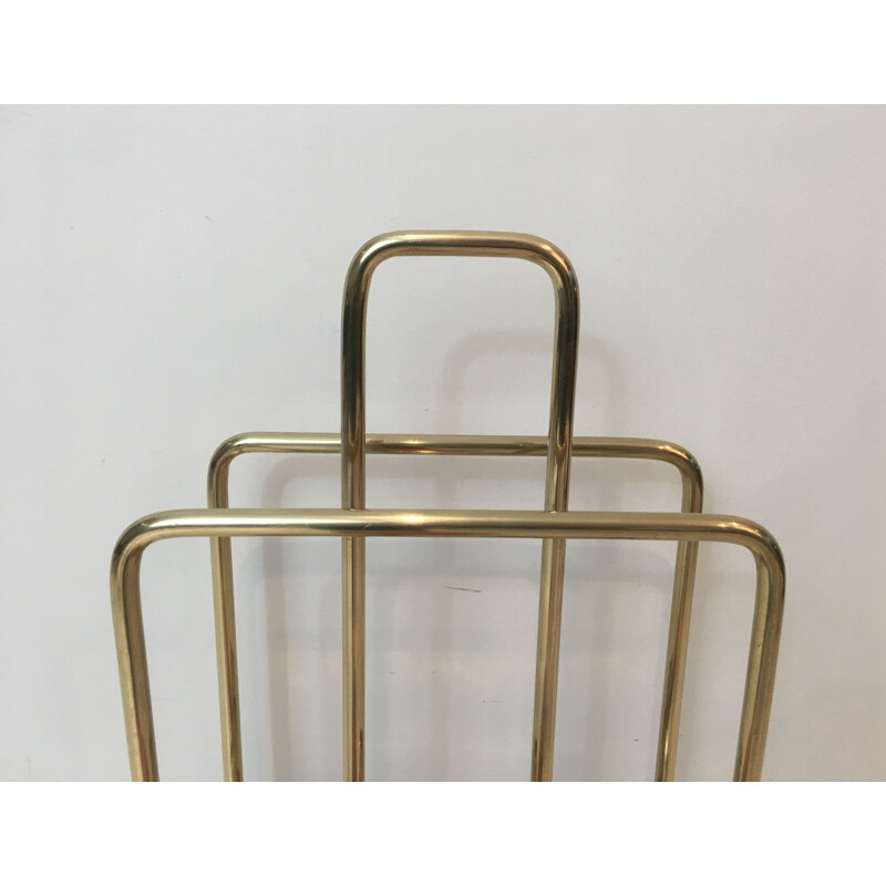 Vintage Brass Magazine Holder Modernist 1940