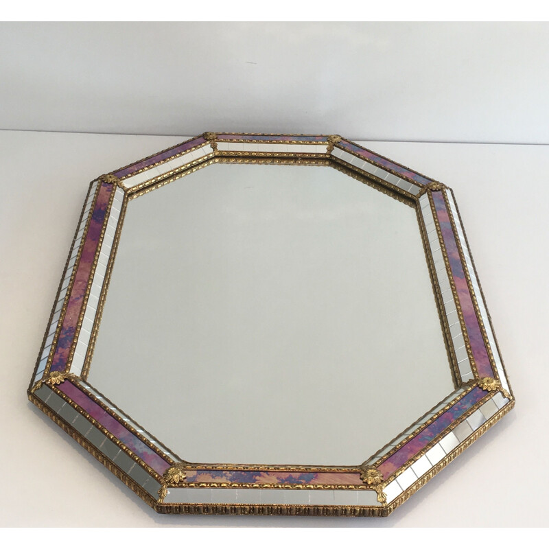 Vintage achthoekige meerzijdige spiegel 1970