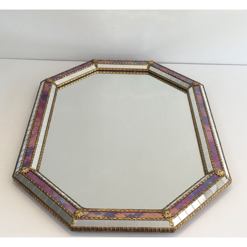 Vintage Octogonal mirror multi-facet 1970