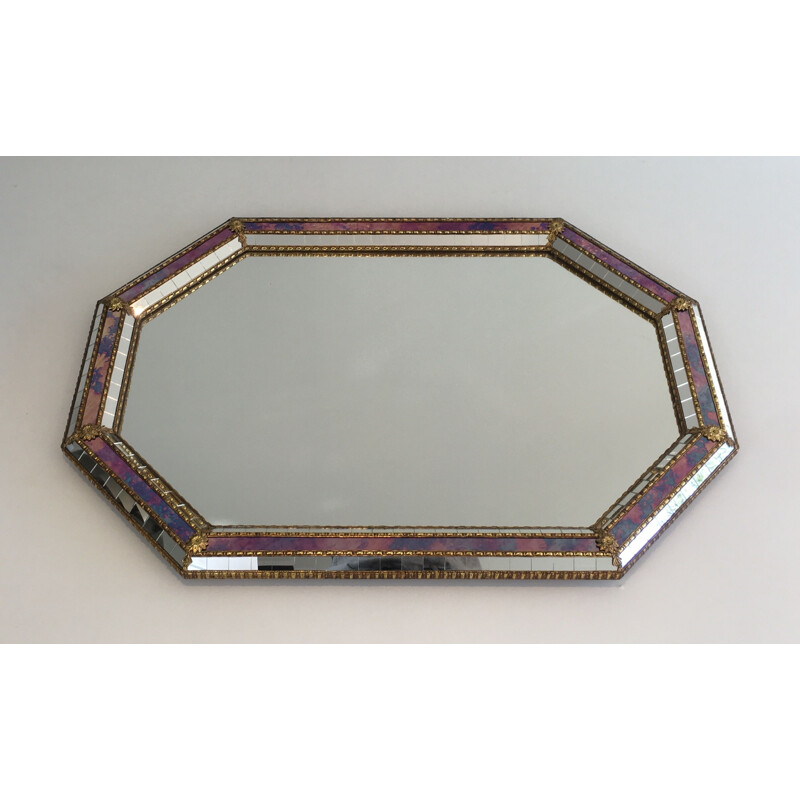 Vintage Octogonal mirror multi-facet 1970