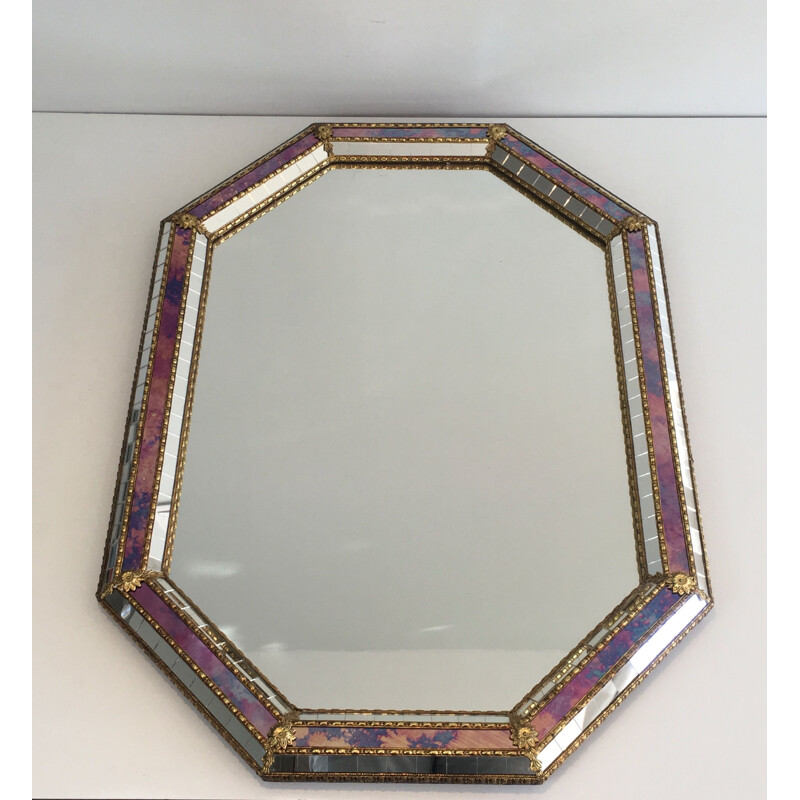 Vintage Octogonal mirror multi-facet 1970