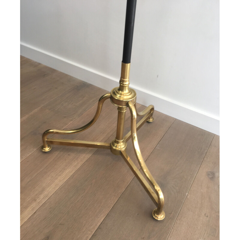 Vintage brass and black lacquered metal coat and hat rack, 1900