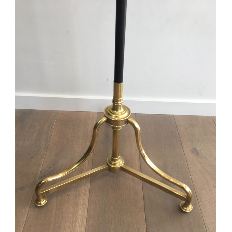 Vintage brass and black lacquered metal coat and hat rack, 1900