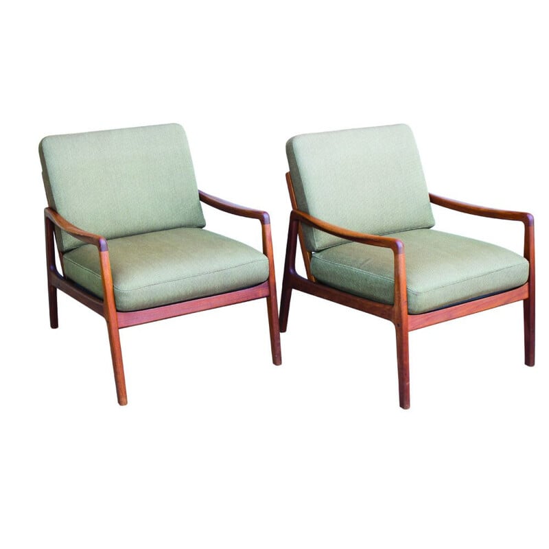 Pair of vintage FD109 Teak Lounge Chair by Ole Wanscher for France & Søn, 1960s