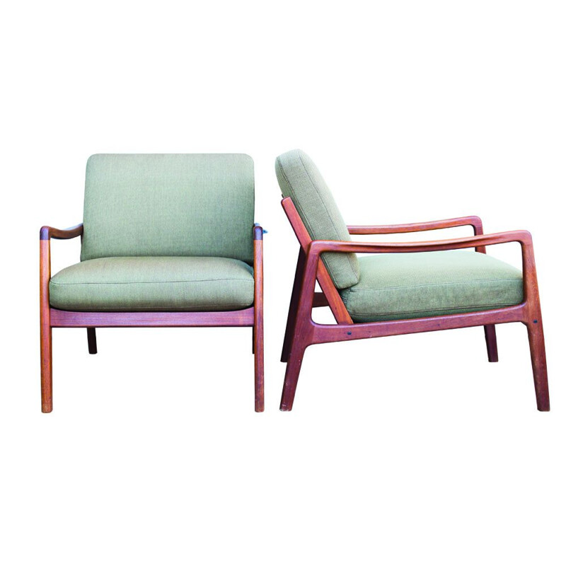 Paire de fauteuils lounge en teck FD109  par Ole Wanscher pour France & Søn, 1960