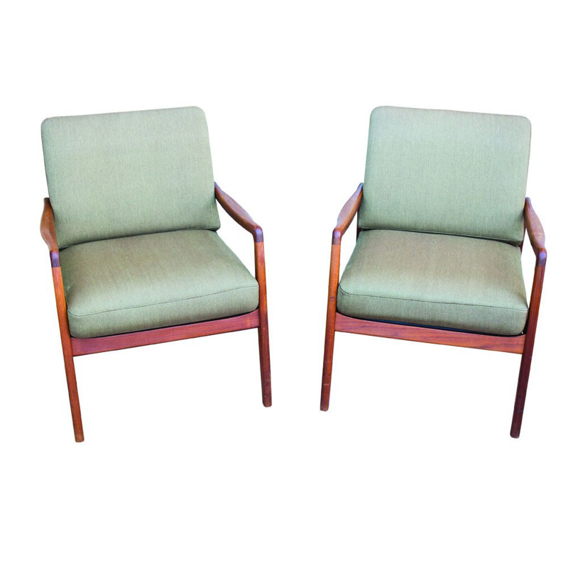 Paire de fauteuils lounge en teck FD109  par Ole Wanscher pour France & Søn, 1960