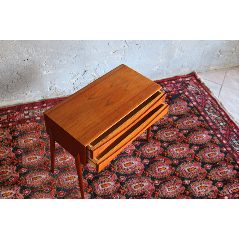 Mid Century Side Table with two drawers, Rimbert Sandholt for Glas & Trä 1960s