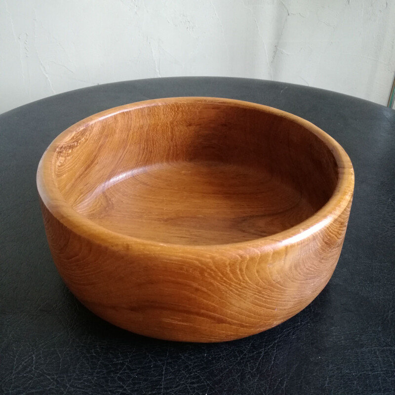 Vintage solid teak basket Scandinavian 1960