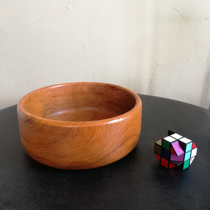 Vintage solid teak basket Scandinavian 1960