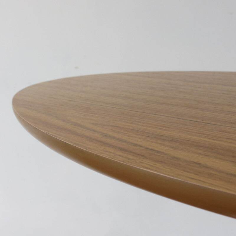 Vintage Oval Tulip Side Table With Wooden Teak Top  by Maurice Burke for Arkana 1960s