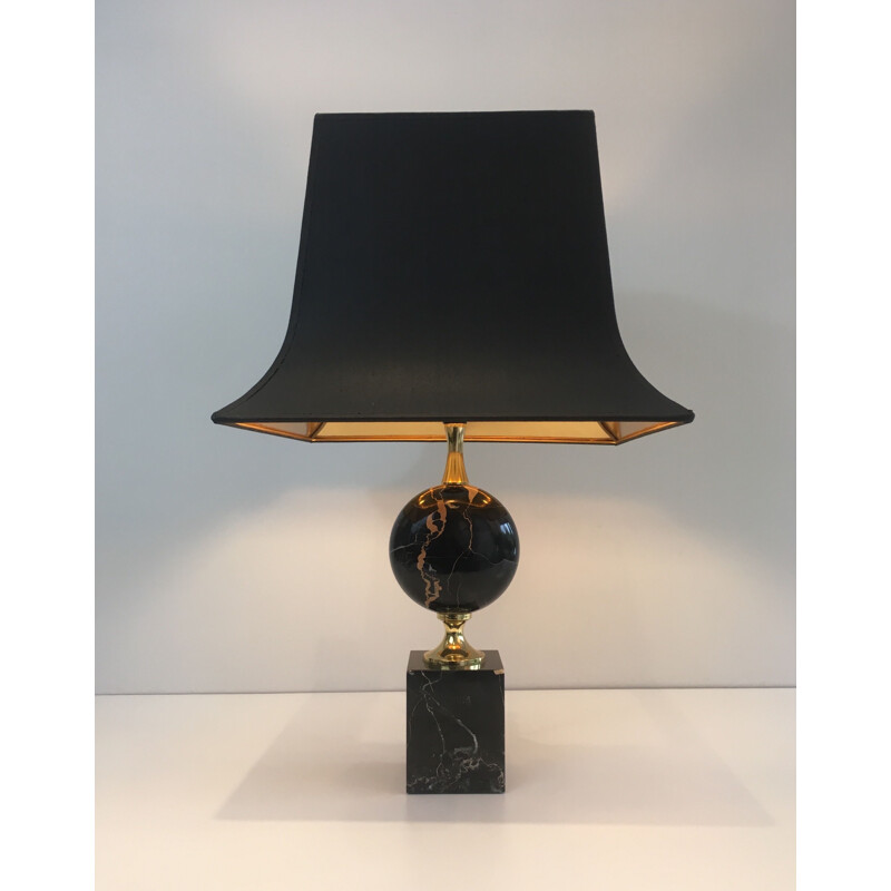 Vintage lamp in Black Marble and Golden Metal 1970