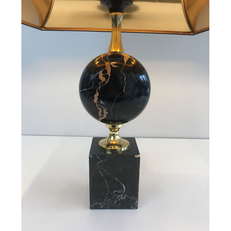 Vintage lamp in Black Marble and Golden Metal 1970