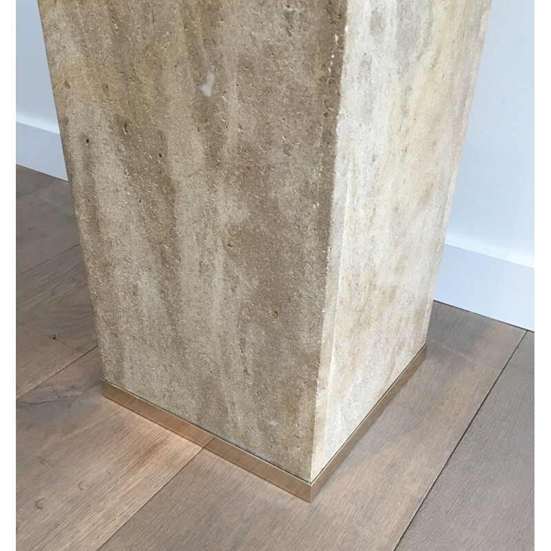 Vintage column Travertine and Brass 1970