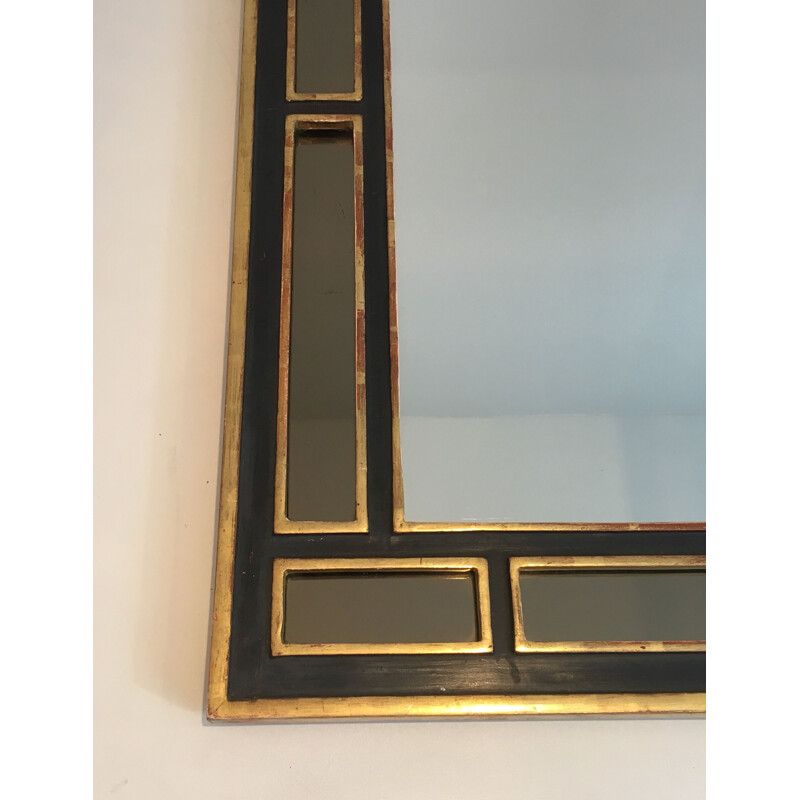 Vintage-Spiegel aus vergoldetem und polychromem Holz, 1970