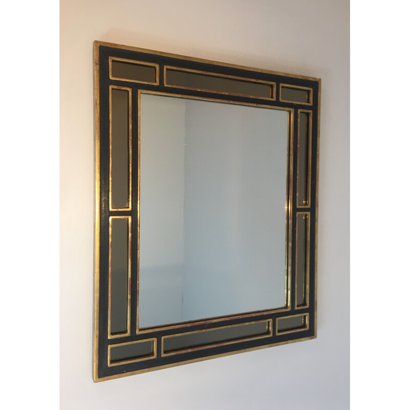 Vintage mirror in gilded wood and polychrome, 1970